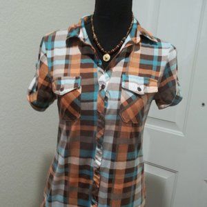 Bella D - Short Sleeve Plaid Shirt ** EUC **